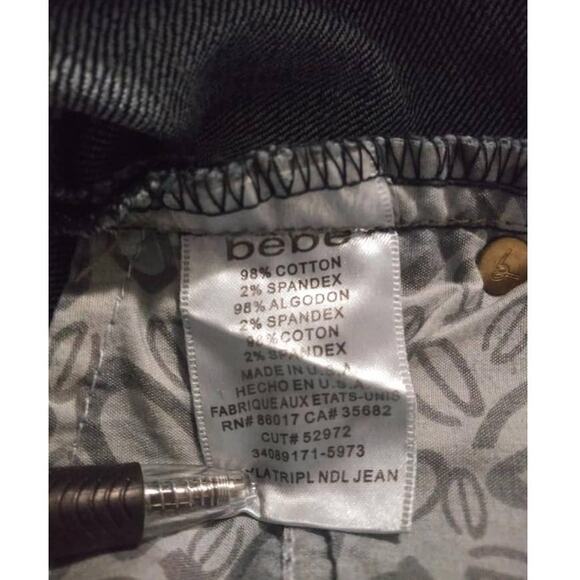 Bebe Bling Pocket Dark Wash Kayla Low Rise Straight Leg Jeans Y2K Sz 26 - Picture 4 of 7